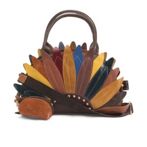 🤎🔹️Amerileather 🔹️Colorful Leather Fan  Shoulder Bag